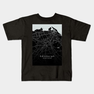 Edinburgh Scotland City Map dark Kids T-Shirt
